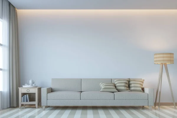 Moderne hvid stue minimal stil 3D rendering Billede - Stock-foto