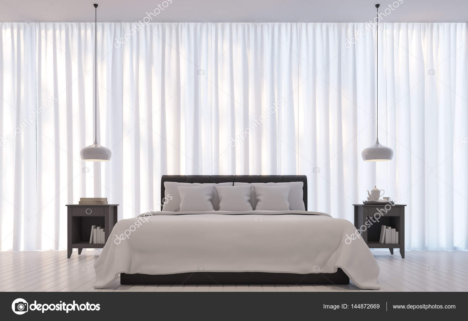Modern fehér hálószoba minimál stÃlusú 3d rendering kép — stock ... Hálószoba minimál stílus