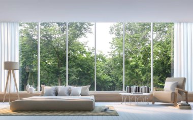 3d render resim doğa manzaralı modern yatak odası