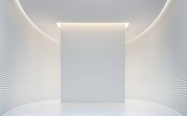 Boş beyaz oda modern uzay İçişleri 3d render resim