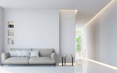 Modern beyaz oturma odası iç 3d render resim