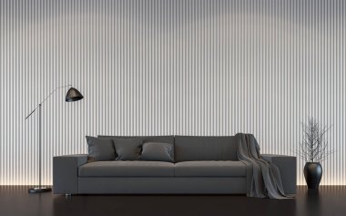 Modern white living room interior 3d rendering image clipart