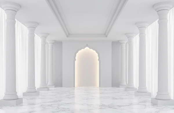 Lüks beyaz boş oda klasik uzay İçişleri 3d render resim