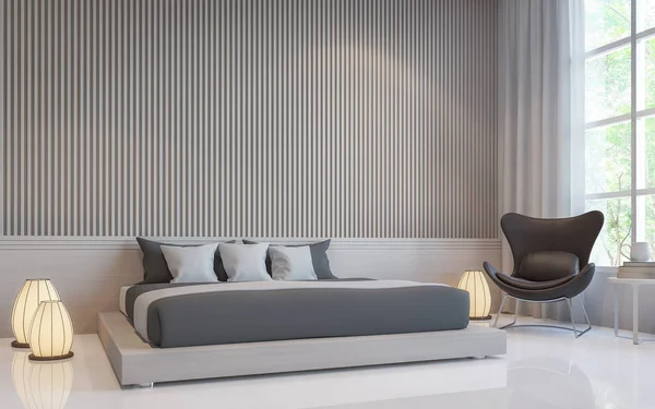 Сучасний інтер'єр білої спальні 3d візуалізація зображення — стокове фото