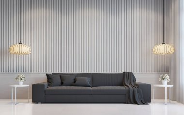 Modern white living room interior 3d rendering image clipart