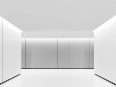 Boş beyaz oda modern uzay İçişleri 3d render resim