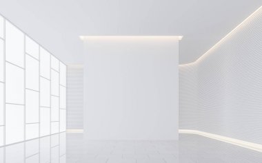 Boş beyaz oda modern uzay İçişleri 3d render resim