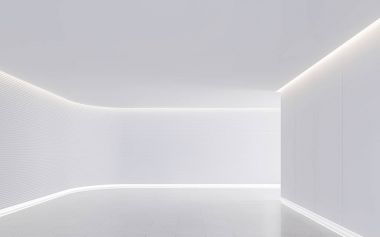 Boş beyaz oda modern uzay İçişleri 3d render resim.