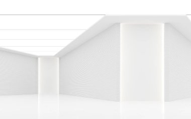 Boş beyaz oda modern uzay İçişleri 3d render resim