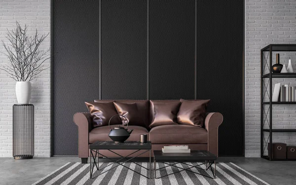 Modern çatı katında salon 3d işleme görüntü