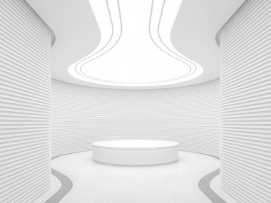 Boş beyaz oda modern uzay İçişleri 3d render resim