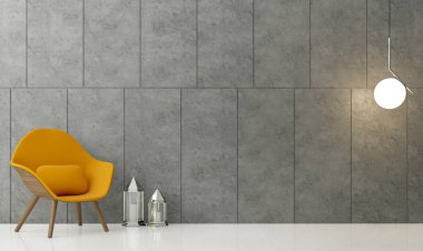 Modern çatı katında salon 3d işleme görüntü