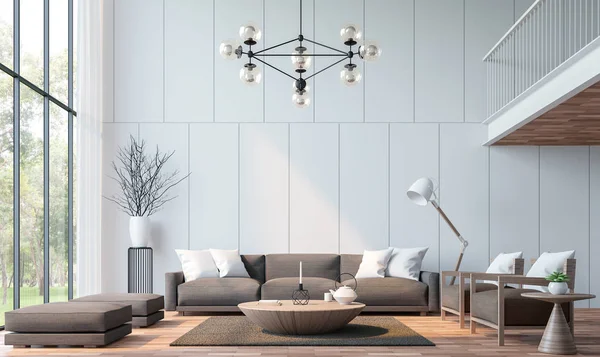 Modern oturma odası asma 3d render resim ile — Stok fotoğraf