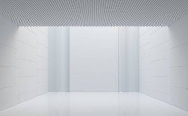 Empty white room modern space interior 3d rendering image clipart
