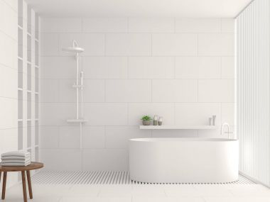 Modern beyaz banyo iç 3d render resim