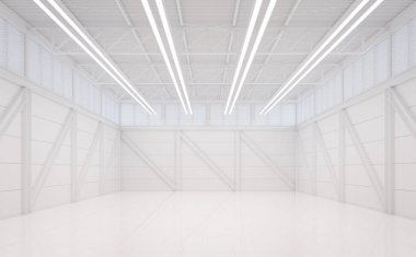 Modern beyaz depo İçişleri 3d render resim