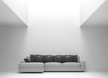 Modern white living room interior minimal style 3d rendering image clipart