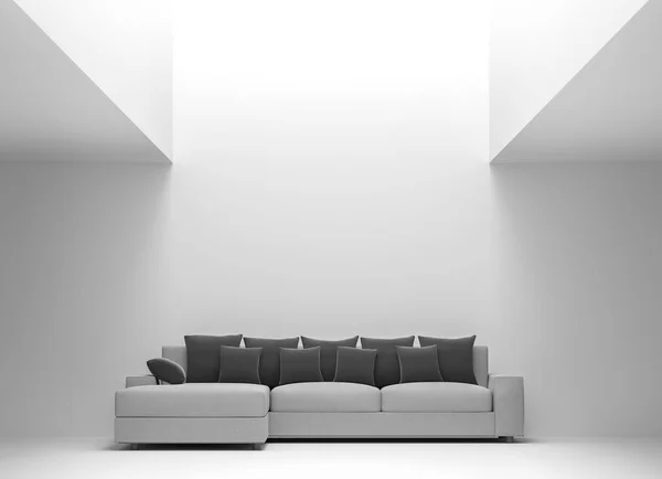 Modern fehér nappali belső minimál stílusú 3d megjelenítő kép — Stock Fotó