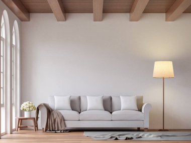 İskandinav oturma odası 3d işleme görüntü