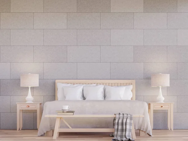 Imagen de renderizado 3D interior del dormitorio moderno —  Fotos de Stock