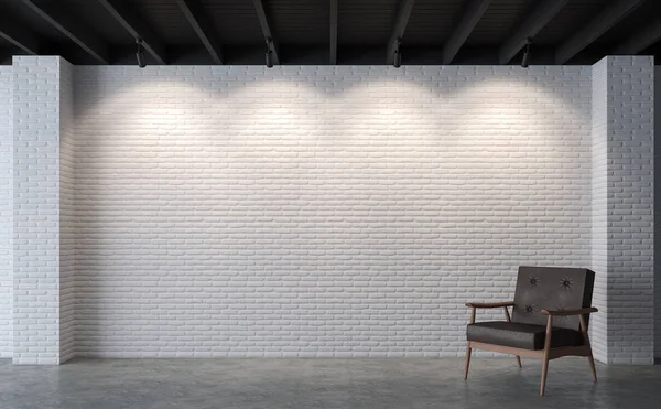 Sala Estar Loft Moderna Con Pared Ladrillo Blanco Rendering Image — Foto de Stock