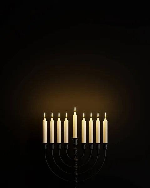 Minimal style image of hanukkah on black background 3d render