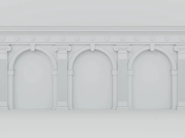 Estilo Clássico Branco Vazio Parede Render Parede Branco Decorar Com — Fotografia de Stock