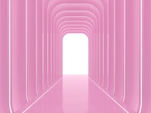 Abstrato Brilhante Rosa Espaço Fundo Render Arco Forma Parede Padrão — Fotografia de Stock