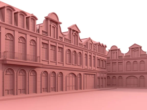 Stadthaus Klassischen Stil Mit Korallenrosa Farbe Render Das Gebäude Hat — Stockfoto