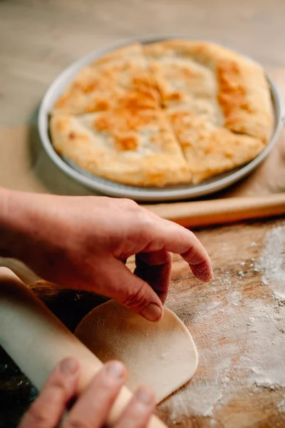 Mongolia Comida Tradicional Escritorio Madera — Foto de Stock