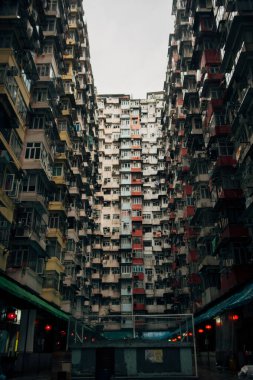 Hong Kong şehir manzarasının düşük açılı görüntüsü, Çin