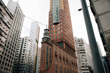 Hong Kong şehir manzarasının düşük açılı görüntüsü, Çin