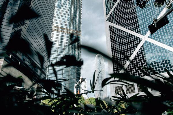 low angle view of Hong kong city urban landscape , China