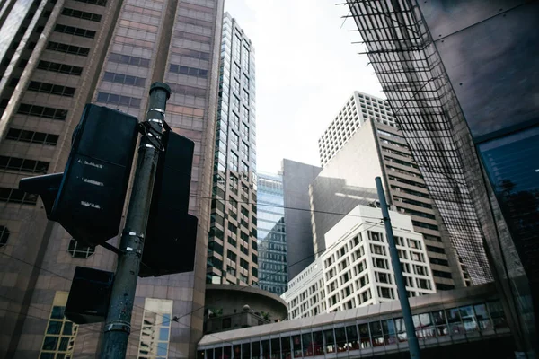 Vista Ángulo Bajo Del Paisaje Urbano Ciudad Hong Kong China — Foto de Stock