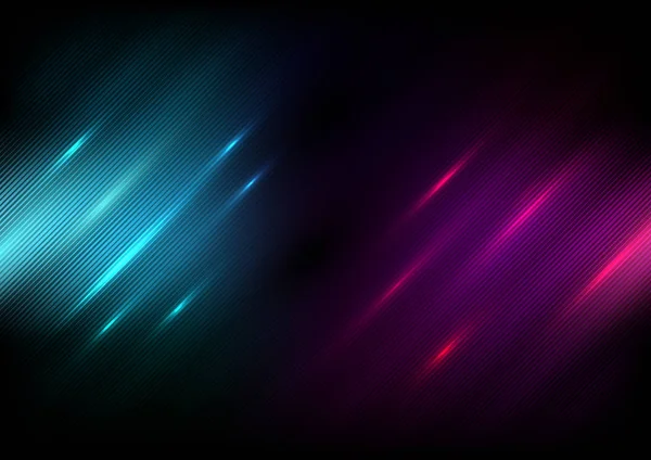 Fondo negro abstracto con luces azules y moradas — Vector de stock