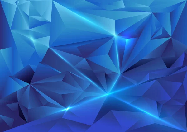 Azul abstrato triângulos geométrico e cristal conceito fundo — Vetor de Stock