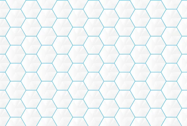 抽象的な白い六角形と青い線のシームレス背景 — ストックベクタ