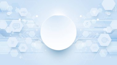 Soyut altıgenler, satırları teknoloji dijital Merhaba tech ve simgeler kavramı arka plan