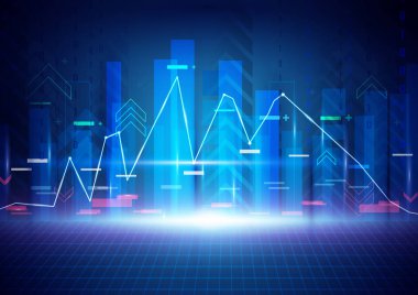 Mavi soyut teknolojik altyapı. Borsa arka plan. Bu