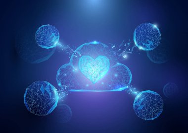 Yıldızlı gökyüzü teknoloji interne soyut bulut ve kalp şeklinde