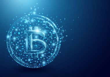 Bir yıldızlı mavi zemin üzerine tel kafes bitcoin kafes. İşletme