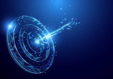 Wireframe dart tahtası hedef hedef işareti bir yıldızlı blu üzerinde üzerinden mesh