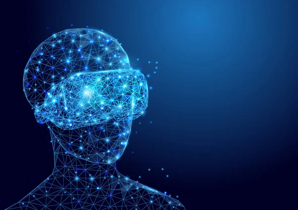 Tel kafes adam Vr kulaklık işareti ile bir yıldızlı mesh ve başlamak 