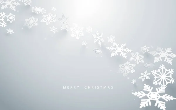 Frohe Weihnachten und ein gutes neues Jahr. abstrakte Schneeflocken auf weißem Hintergrund — Stockvektor