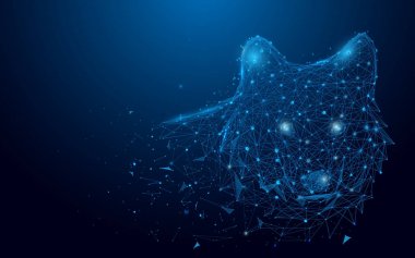 Kurt hatları ve üçgenler, üzerinde mavi arka plan bağlantı ağ gelin. İllüstrasyon vektör