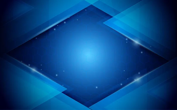 青の背景に抽象的な幾何学的な未来的な技術コンセプト — ストックベクタ