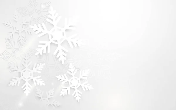 Abstrakta snöflingor i vit bakgrund. Merry christmas koncept — Stock vektor