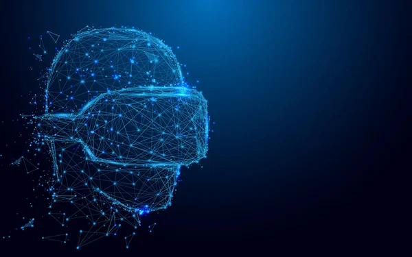 Tel kafes adam Vr kulaklık işareti ile bir yıldızlı mesh ve kavram arka başlatmak. Geleceğin teknolojisi kavramı