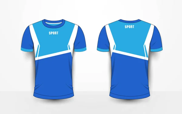 Blå och vit sport fotboll kit, jersey, t-shirt designmall — Stock vektor