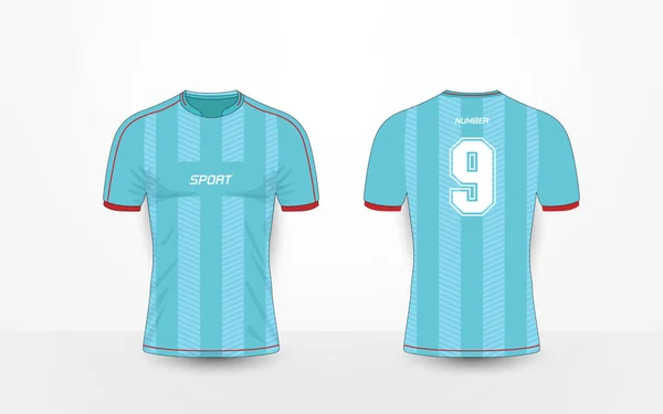 Blue stripe en rood patroon sport voetbal kits, trui, t-shirt ontwerpsjabloon — Stockvector